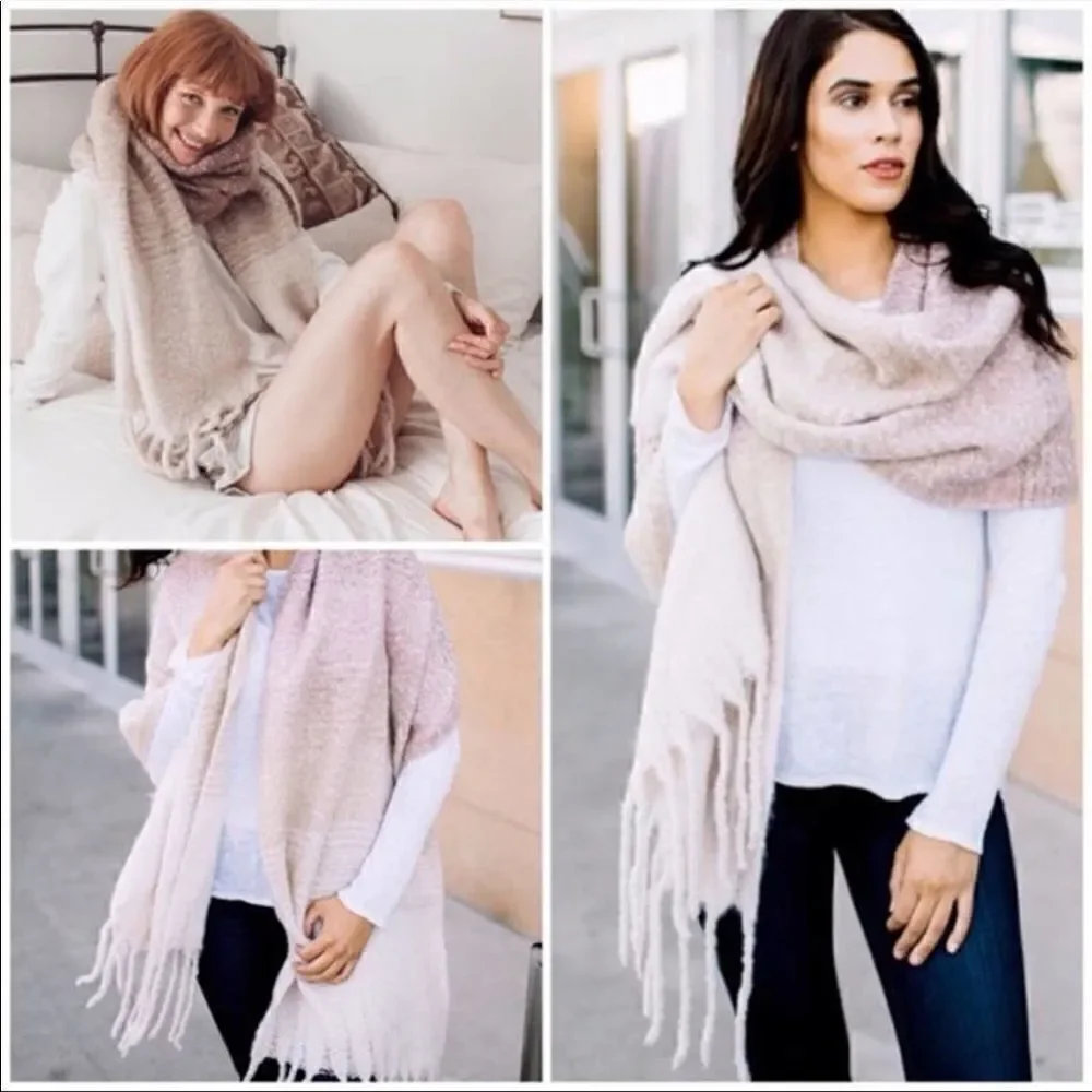 Mer Sea oversized ombré blanket shawl/ scarf.